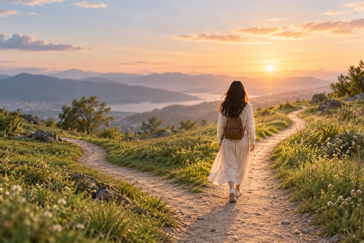 Woman walking her own path while feeling behind in life